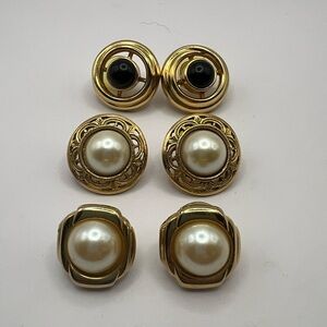 3 pair of stud gold tone earrings